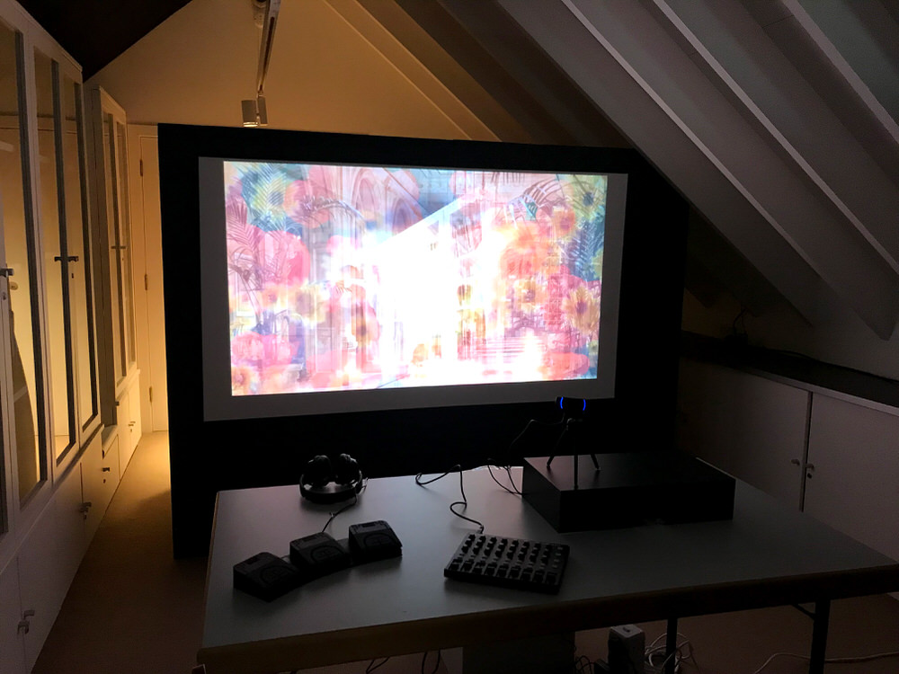 exhibition setup with Palace on screen